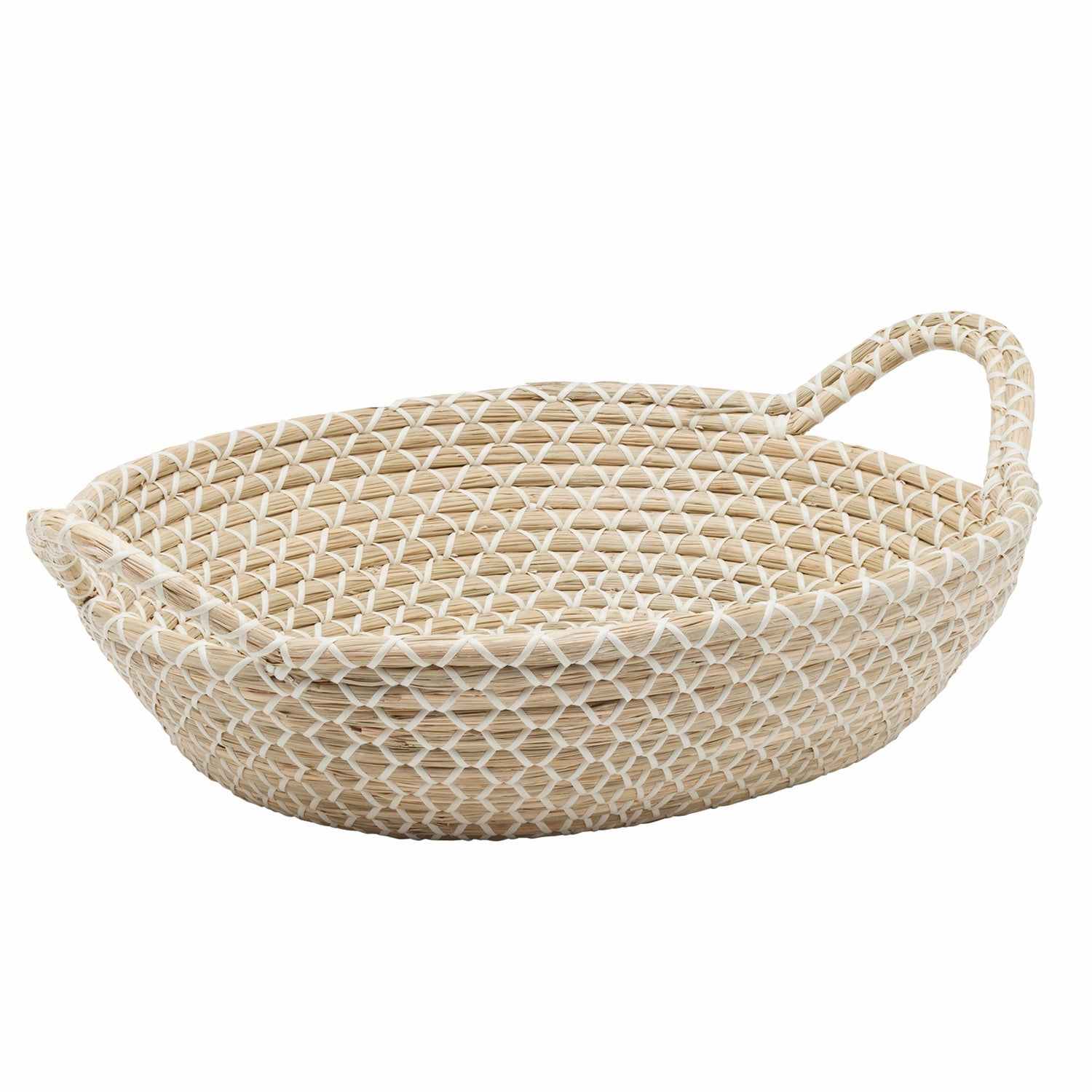 Kendari Natural/White Seagrass Storage Basket Set/2 Decorative Baskets clearance deals