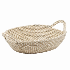 Kendari Natural/White Seagrass Storage Basket Set/2 Decorative Baskets clearance deals