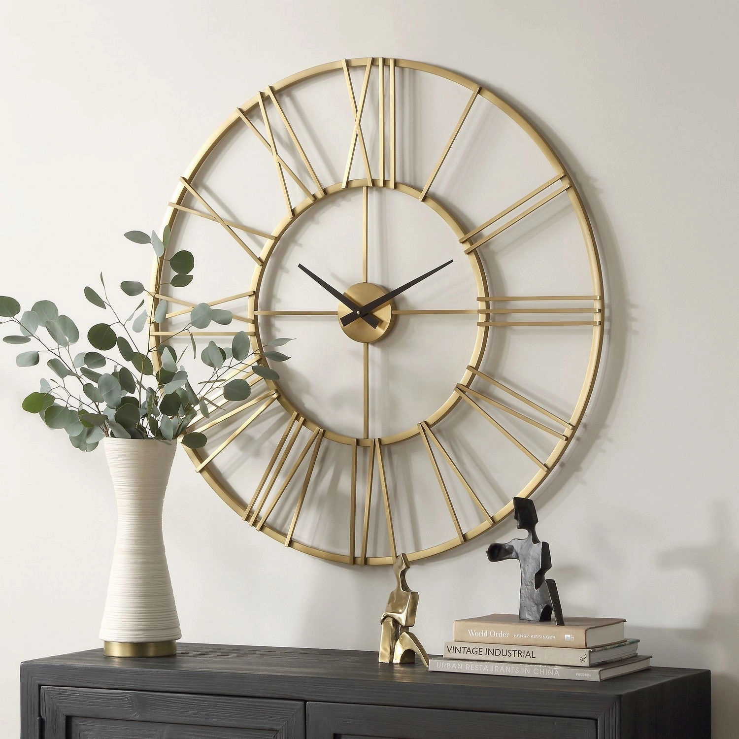 Keyann Wall Clock Brushed Brass Clocks decor discount