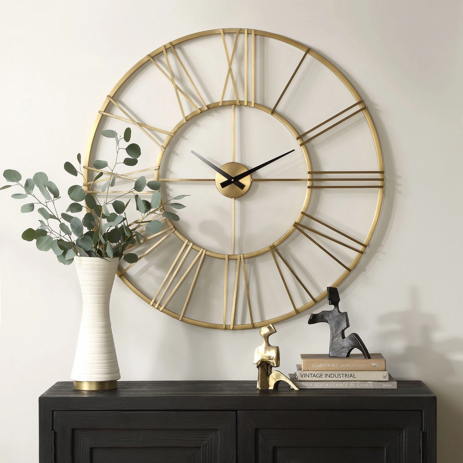 Keyann Wall Clock Brushed Brass Clocks decor discount