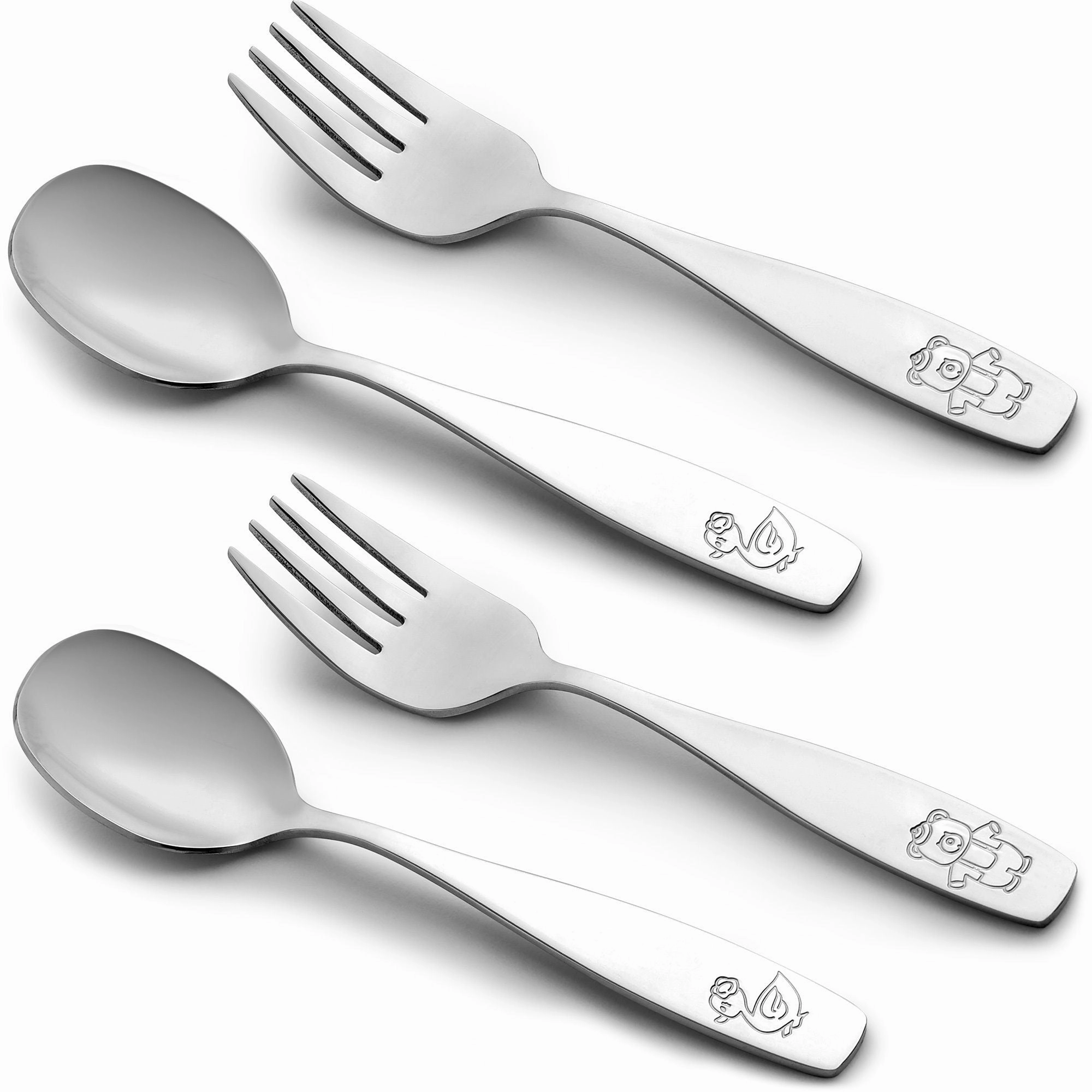 Kids & Toddler Cutlery Set Designed For Self Feeding (4 pcs - Spoon & Fork)