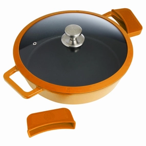 Kitchen HQ 4.5-Quart Cast Iron Nonstick Braiser Refurbished Cookware hot cookware outlet