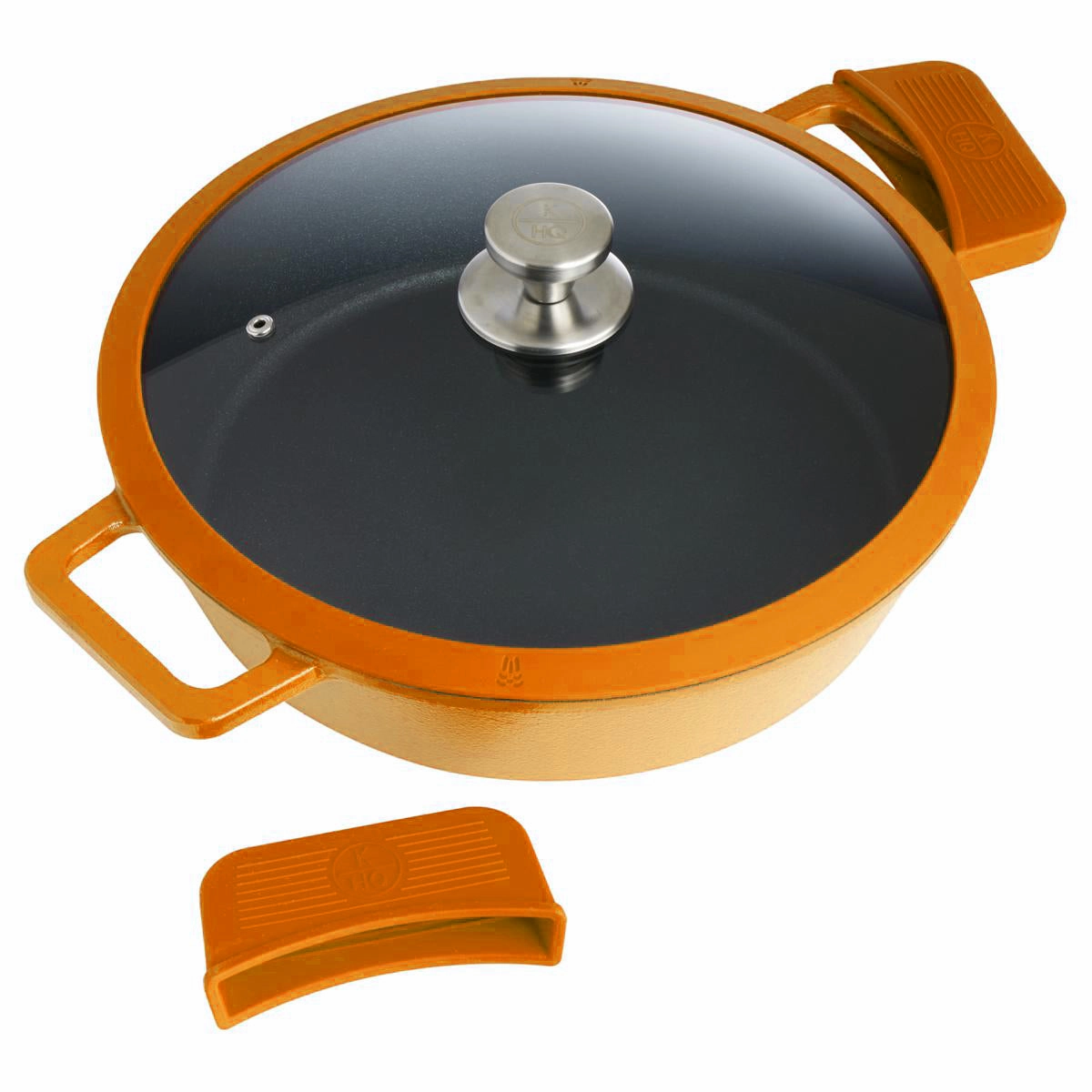 Kitchen HQ 4.5-Quart Cast Iron Nonstick Braiser Refurbished Cookware hot cookware outlet