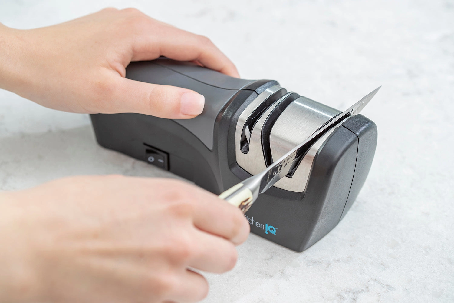 Kitchen IQ Edge Compact Electric Knife Sharpener, Stainless