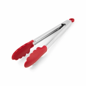 KitchenAid 6009289 1.38 x 10.83 in. Silver & Red Silicone & Stainless Steel Tip Tongs Cookware online kitchen sale