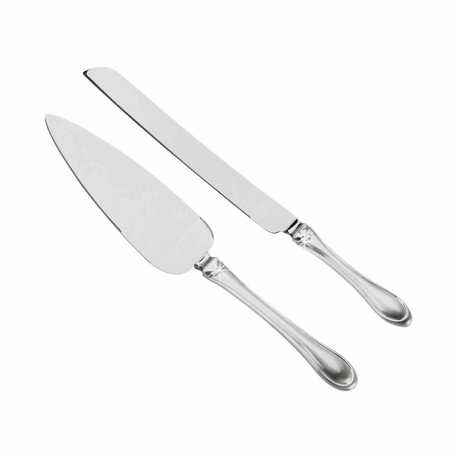 Knife & Server Set With 2-Tone Handles In Silver Cutlery knife sets deals