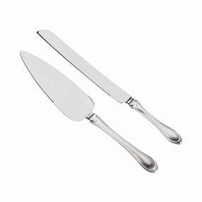 Knife & Server Set With 2-Tone Handles In Silver Cutlery knife sets deals