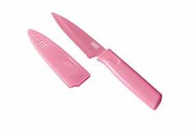 Kuhn Rikon Colori Non-Stick Serrated Paring Knife with Safety Sheath, 4 inch Cutlery outlet discounts