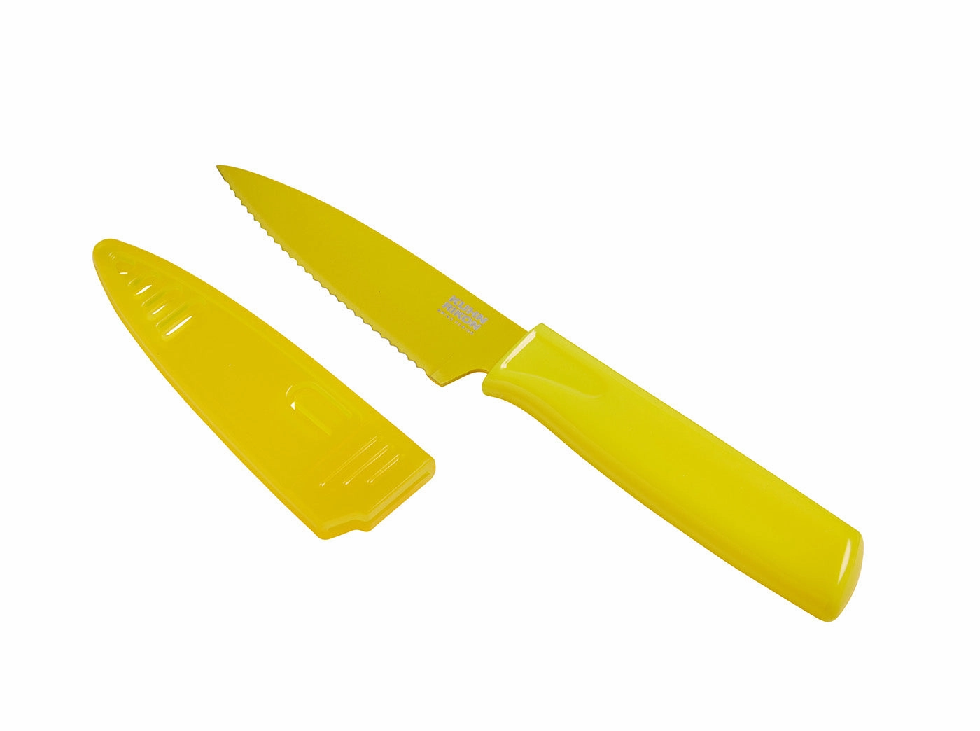 Kuhn Rikon Colori Non-Stick Serrated Paring Knife with Safety Sheath, 4 inch