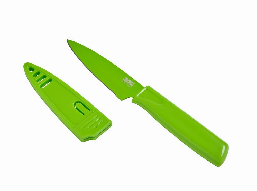 Kuhn Rikon Colori Non-Stick Straight Paring Knife with Safety Sheath, 4 inch