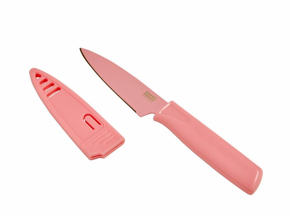 Kuhn Rikon Colori Non-Stick Straight Paring Knife with Safety Sheath, 4 inch