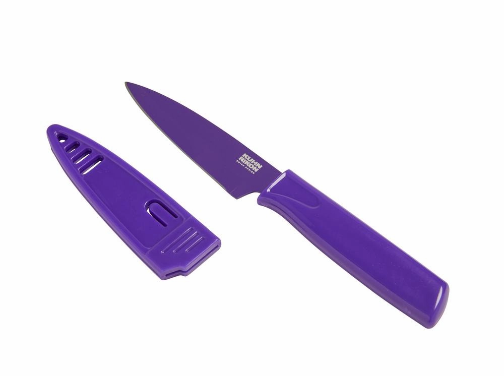 Kuhn Rikon Colori Non-Stick Straight Paring Knife with Safety Sheath, 4 inch