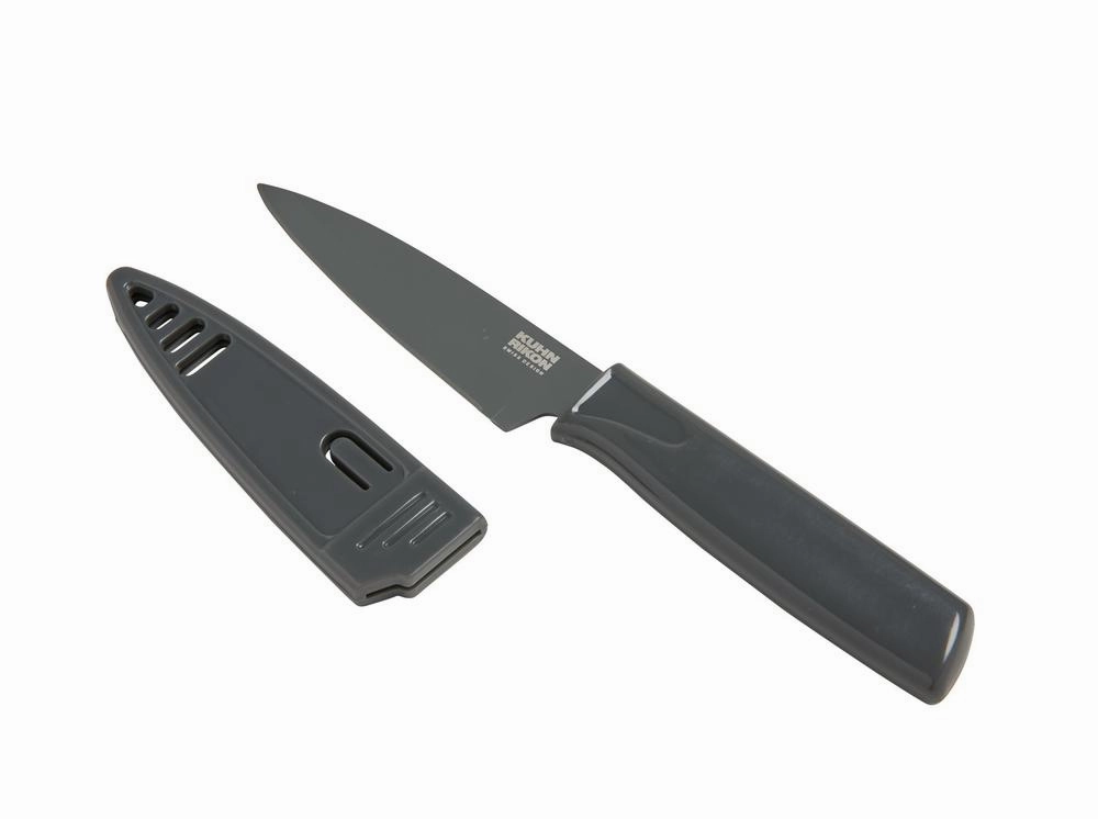 Kuhn Rikon Colori Non-Stick Straight Paring Knife with Safety Sheath, 4 inch