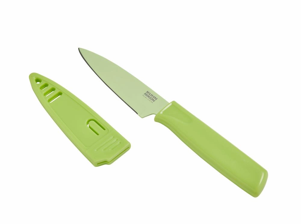 Kuhn Rikon Colori Non-Stick Straight Paring Knife with Safety Sheath, 4 inch