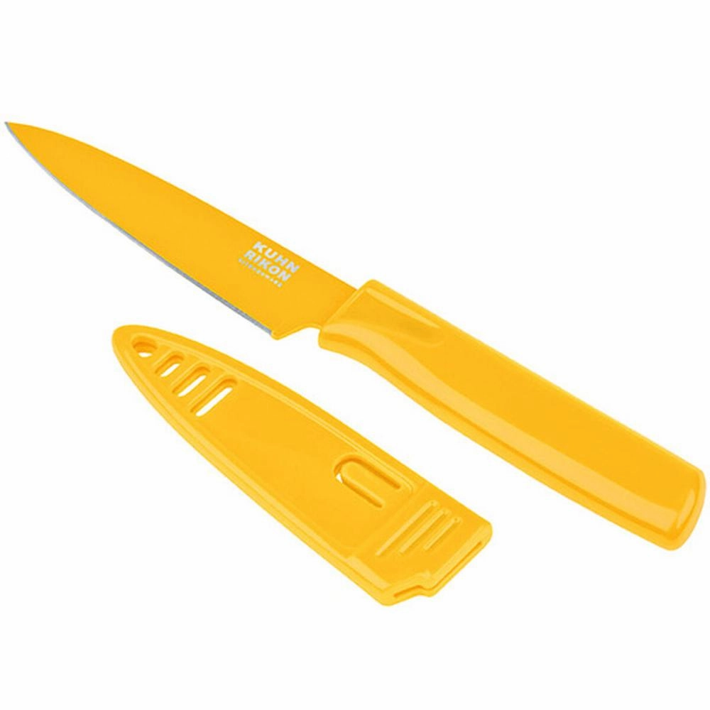 Kuhn Rikon Colori Non-Stick Straight Paring Knife with Safety Sheath, 4 inch
