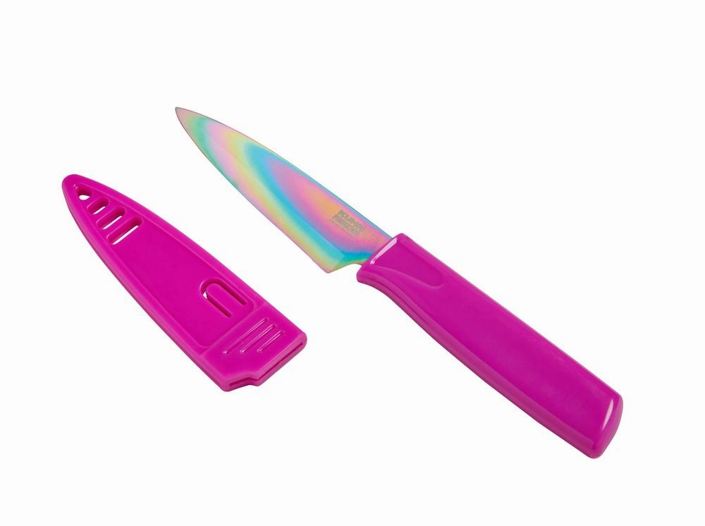 Kuhn Rikon Colori Non-Stick Straight Paring Knife with Safety Sheath, 4 inch