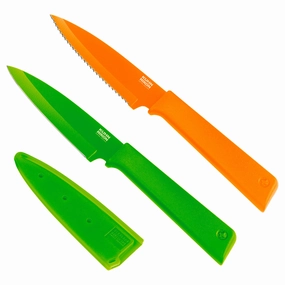 Kuhn Rikon Colori  Prep Set, Set of 2 Serrated & Paring Knives, Orange/Green Cutlery outlet discounts