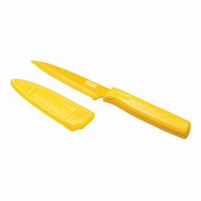 Kuhn Rikon Colori Serrated 4 Inch Paring Knife, Yellow Cutlery outlet discounts