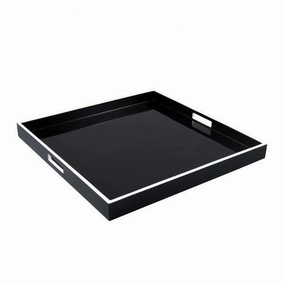 Lacquer Large Square Tray - Black & White Decorative Trays cheap sale