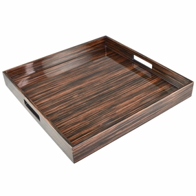 Lacquer Large Square Tray - Macassar Ebony Inlay Decorative Trays cheap sale