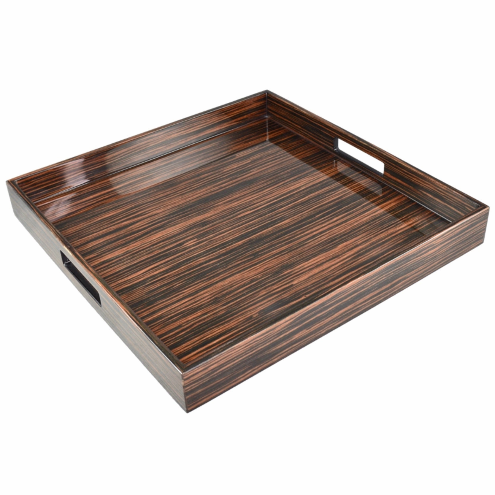 Lacquer Large Square Tray - Macassar Ebony Inlay Decorative Trays cheap sale