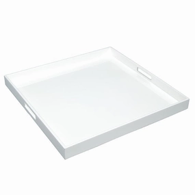 Lacquer Large Square Tray - White Decorative Trays cheap sale