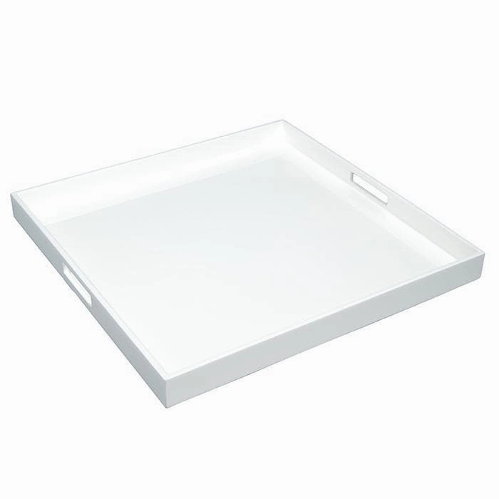 Lacquer Large Square Tray - White Decorative Trays cheap sale