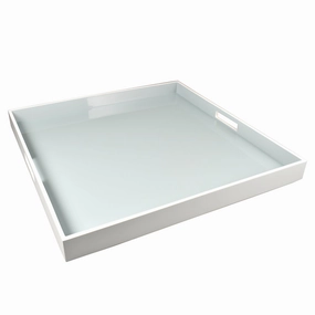 Lacquer Large Square Tray (Cool Gray with White Trim) Decorative Trays cheap sale