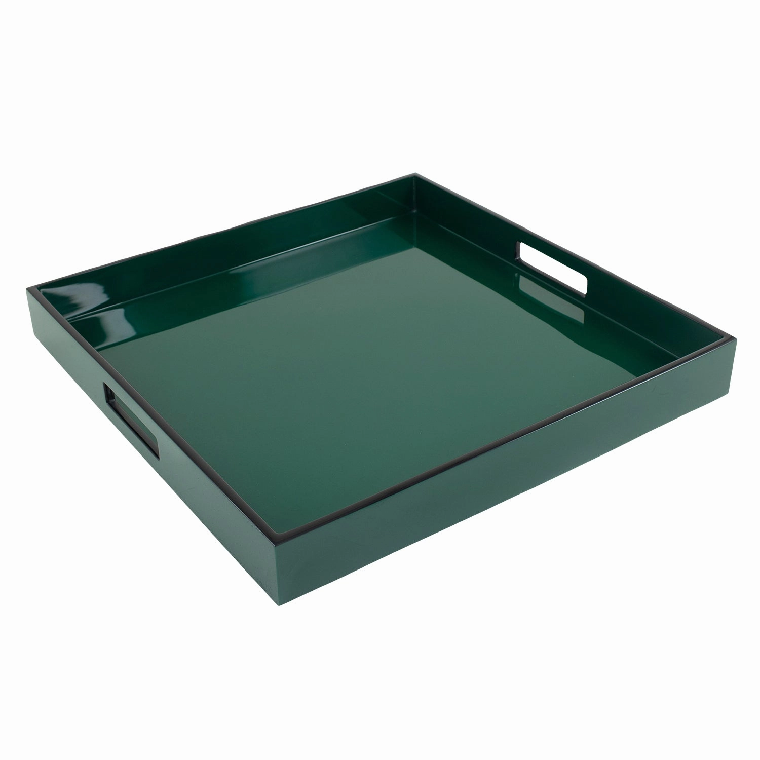 Lacquer Large Square Tray (Forest Green with Black Lacquer) Decorative Trays cheap sale