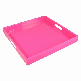 Lacquer Large Square Tray (Hot Pink) Decorative Trays cheap sale