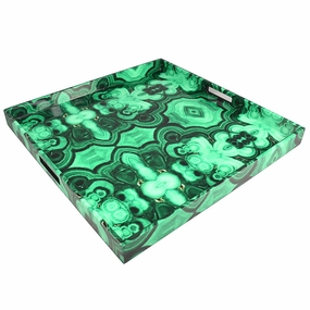 Lacquer Large Square Tray (Malachite) Decorative Trays cheap sale