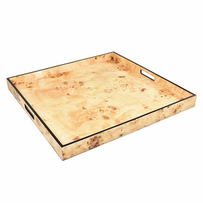 Lacquer Large Square Tray (Mappa Burl with Black Trim) Decorative Trays cheap sale