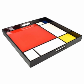 Lacquer Large Square Tray (Modrian Collection) Decorative Trays cheap sale