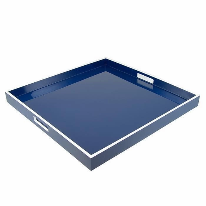 Lacquer Large Square Tray (Navy Blue with White) Decorative Trays cheap sale