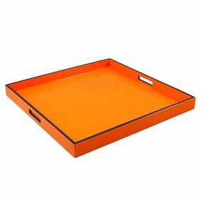 Lacquer Large Square Tray (Orange with Black Trim) Decorative Trays cheap sale