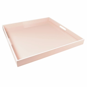 Lacquer Large Square Tray (Paris Pink with White Trim) Decorative Trays cheap sale