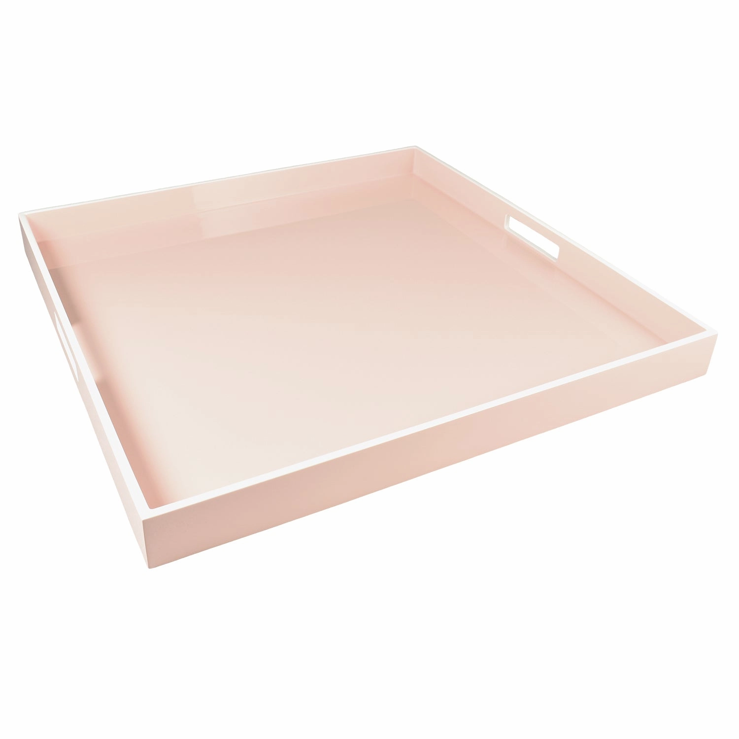 Lacquer Large Square Tray (Paris Pink with White Trim) Decorative Trays cheap sale