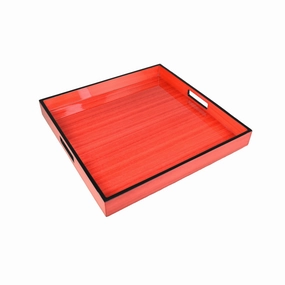 Lacquer Large Square Tray (Red Tulipwood with Black Trim) Decorative Trays cheap sale