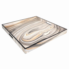 Lacquer Large Square Tray (Tucson Paper Inlay with Black Trim) Decorative Trays cheap sale
