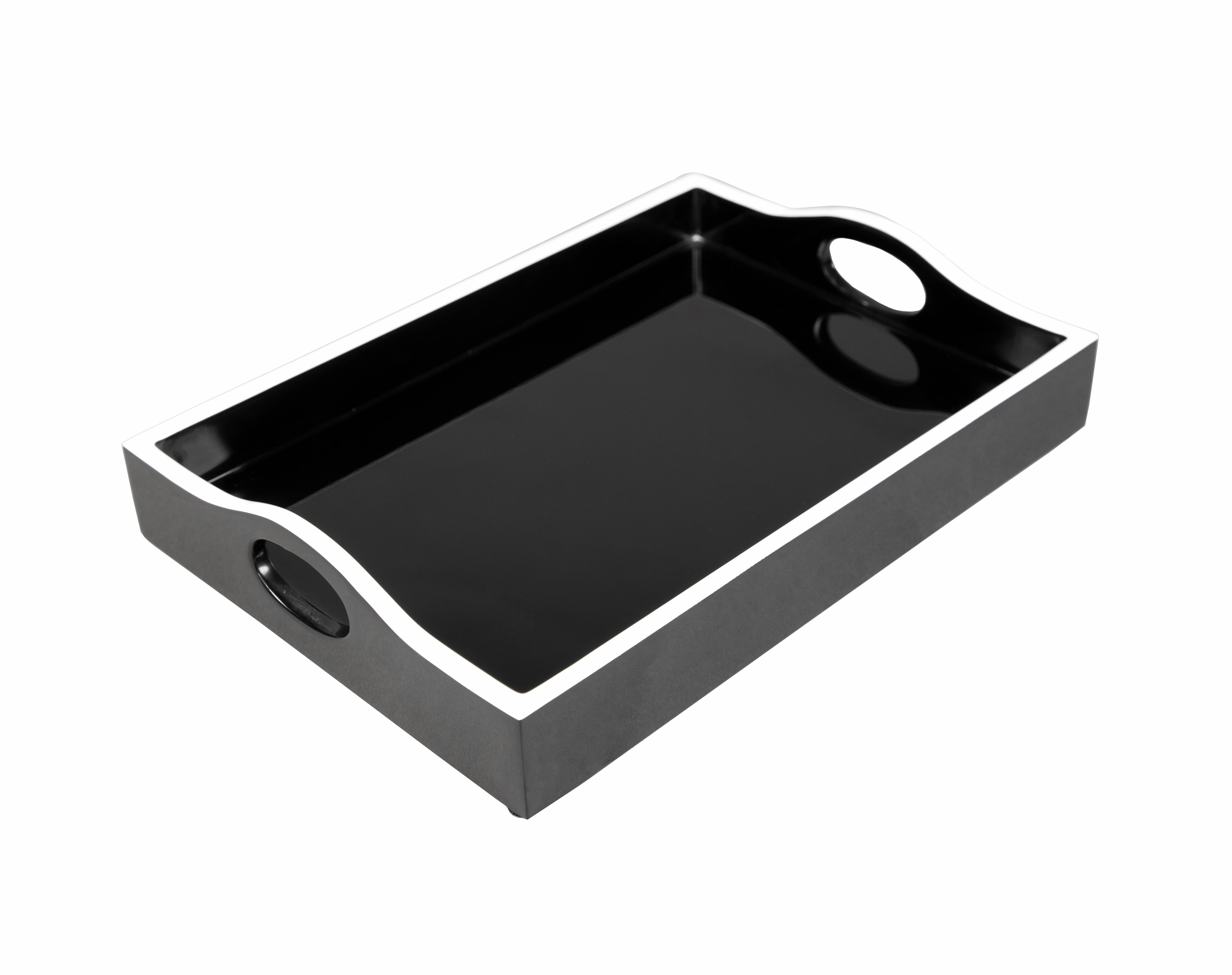 Lacquer Mini Bar Tray (Black w/White Trim) Decorative Trays cheap sale