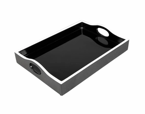 Lacquer Mini Bar Tray (Black w/White Trim) Decorative Trays cheap sale