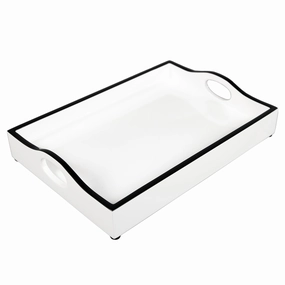 Lacquer Mini Bar Tray (White w/Black Trim) Decorative Trays cheap sale