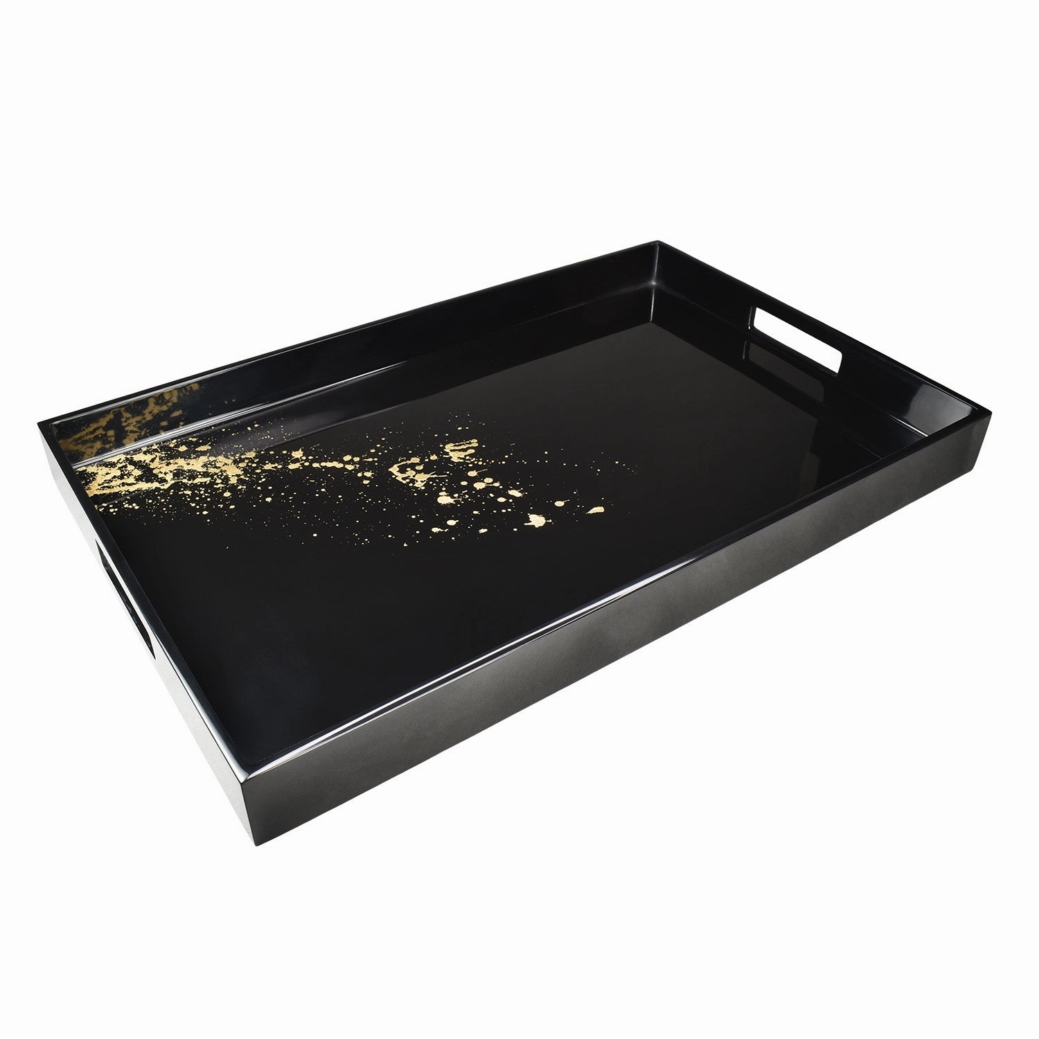 Lacquer Rectangle Tray 22" (Artful Gold with Black) Decorative Trays cheap sale