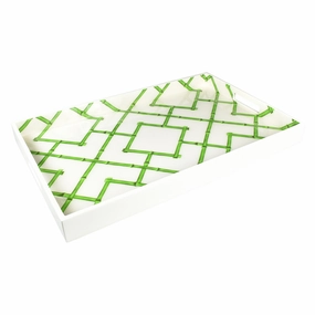 Lacquer Rectangle Tray 22" (Green Bamboo) Decorative Trays cheap sale