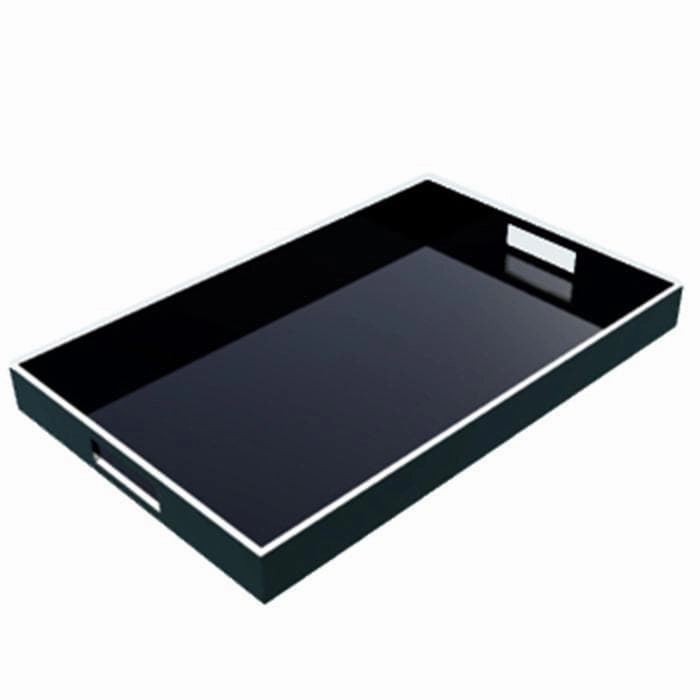 Lacquer Rectangle Tray - Black & White Decorative Trays cheap sale