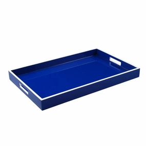 Lacquer Rectangle Tray - Blue & White Decorative Trays cheap sale