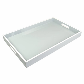 Lacquer Rectangle Tray - Cool Gray & White Decorative Trays cheap sale