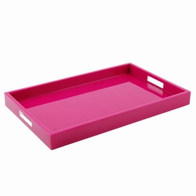 Lacquer Rectangle Tray - Hot Pink Fabric Inlay Decorative Trays cheap sale