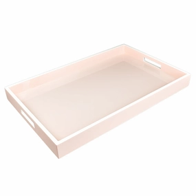 Lacquer Rectangle Tray - Paris Pink & White Decorative Trays cheap sale