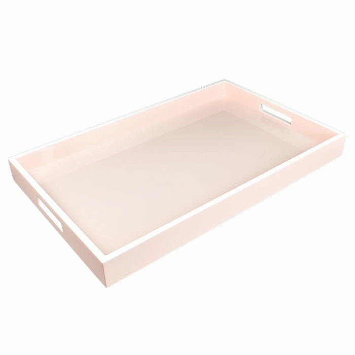 Lacquer Rectangle Tray - Paris Pink & White Decorative Trays cheap sale